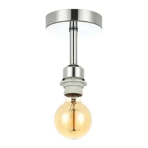 Polished Chrome Plated Ceiling Light Fitting for Industrial Style Light Bulbs