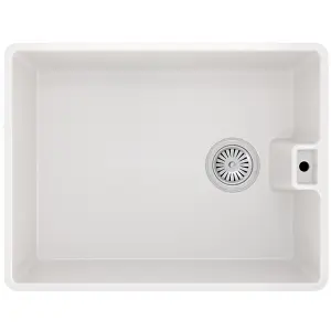 Liquida BL290WH 1.0 Bowl Belfast Inset Or Undermount Gloss White Kitchen Sink