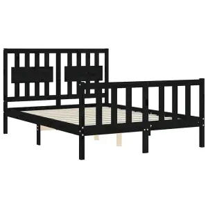 Berkfield Bed Frame with Headboard Black 140x190 cm Solid Wood