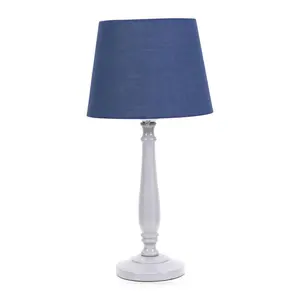 Annum Wood Table Lamp Grey / Navy Blue / No