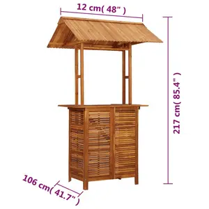 Aaraf Outdoor Bar Table with Rooftop 113x106x217 cm Solid Acacia Wood