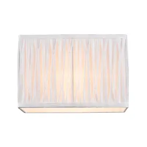 Classic Double Pleated Rectangular Lamp Shade with Ivory White Faux Silk Fabric