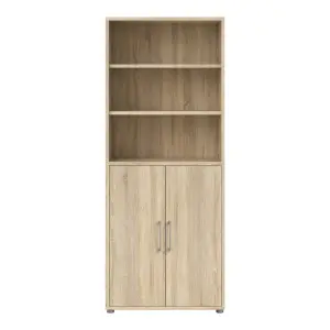 Prima Bookcase 5 Shelves with 2 Doors in Oak