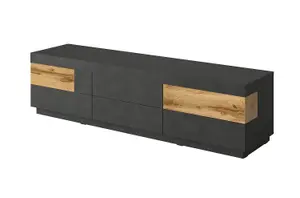 Silke TV Cabinet - Contemporary Handle-Free Design in High-Quality Laminated Board - W2060mm x H540mm x D500mm