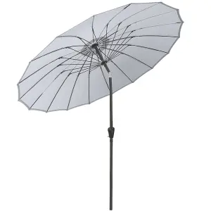 SunDaze 2.7M Grey Garden Fiberglass Rib Parasol with Crank Tilt Mechanism Outdoor Patio Umbrella