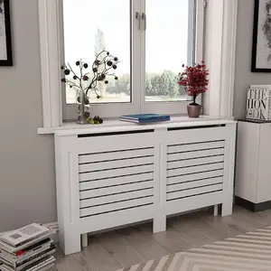 Radiator Cover White 152x19x81.5 cm MDF - Sturdy and Durable