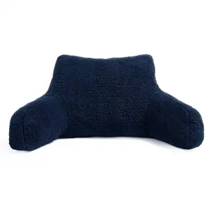 Teddy Fleece Bed Reading Cushion Pillow with Arms Lumbar Support