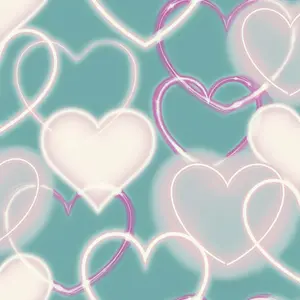 Neon Heart Purple& Teal Wallpaper E100237AH