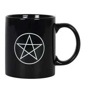 Black Ceramic Mug With a Pentagram Design (500ml)