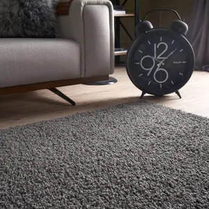 Myshaggy Collection Living Room Rugs Solid Design  Dark Grey