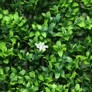 True Products Premium Artificial Green Plant Living Wall Panel 50cm x 50cm - White Flower