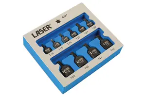 Laser Tools 6727 10pc Low Profile Impact Torx/Star Socket Bit Set 1/4"D, 3/8"D