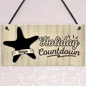 Red Ocean Chalkboard Holiday Countdown Hanging Sign Plaque Friendship Family Door Sign Gift