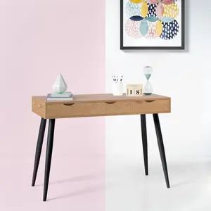 Casson Metal Base Writing Desk Oak/Black