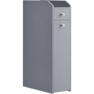 VASAGLE Small Bathroom Cabinet, Slim Bathroom Storage Unit, Organiser, Freestanding Storage Cabinet with Drawers, Dove Grey