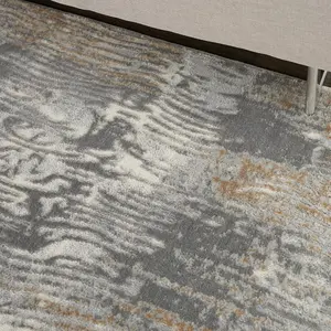 Modern Abstract Grey Beige Living Room Bedroom & Dining Room Rug-244cm X 305cm