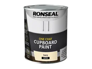 Ronseal 37491 One Coat Cupboard Paint Ivory Satin 750ml RSLOCCIS750