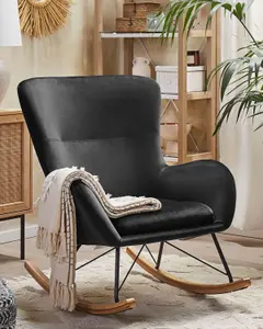 Rocking Chair ELLAN Velvet Black