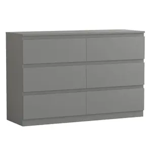 Vida Designs Denver Grey 6 Drawer Chest (H)770mm (W)1200mm (D)400mm