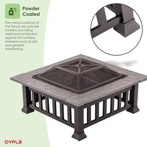 Oypla Firepit Table Brazier Outdoor Garden Patio BBQ Barbecue Grill with Cover