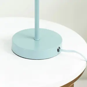 ValueLights Akira Blue Metal Table Lamp with Pleated Lampshade