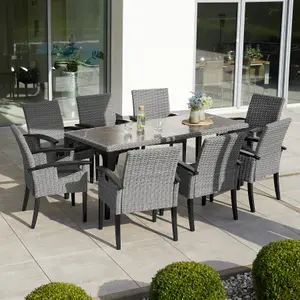 Garden Chair Rosarno - polyrattan with wooden frame, weather and UV-resistant - nature