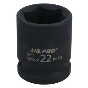 22mm Metric Shallow Impact Impacted European Style Socket 1/2" Drive 6 Sided