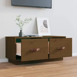 Berkfield TV Cabinet Honey Brown 80x34x35 cm Solid Wood Pine