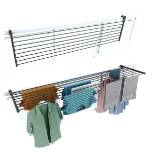 Duo 202, Folding clotheshorse for balustrades, exteriors and balconies, Width 202 cm Anthracite