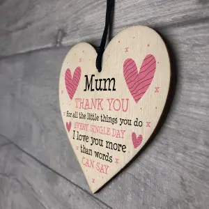 I Love You Mum Gifts Hanging Sign Thank You Gift For Birthday Mothers Day Plaque Heart