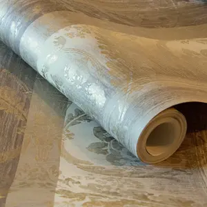 Galerie Adonea Nerites Taupe Metallic Damask Stripe Smooth Wallpaper Roll