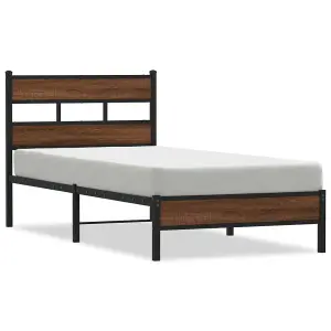 Berkfield Bed Frame without Mattress Brown Oak 100x190 cm Engineered Wood