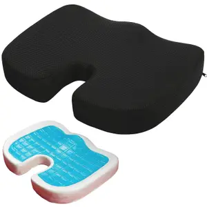 Orthopaedic Gel Seating Cushion - Ergonomic Memory Foam - Alleviates Pressure On The Spine And Tailbone