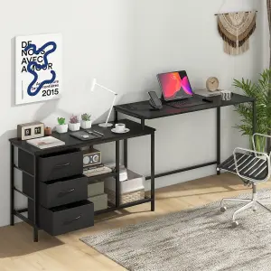 Costway L-Shaped Computer Desk Convertible Home Office Table with Drawers