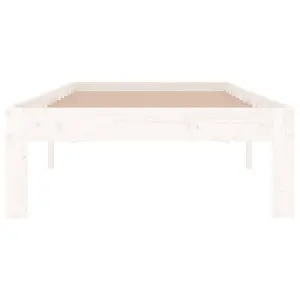 Berkfield Bed Frame White Solid Wood 75x190 cm Small Single