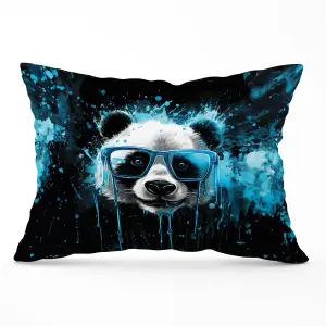 Blue Splashart Panda Face Cushions 33cm x 48cm