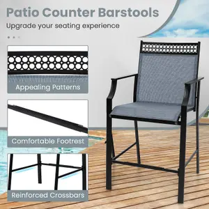 Costway Set of 2 Outdoor Patio Chairs Home Fabric Bar Stools w/ Footrest