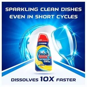 10 x Finish All In One Max Dishwasher Degreaser Fast Dissolving Gel Lemon 700 ml