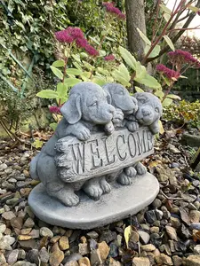 Welcome Dogs' Stone Cast Garden Ornament