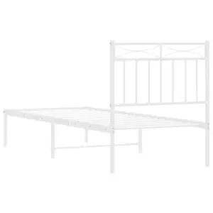 Berkfield Metal Bed Frame with Headboard White 75x190 cm