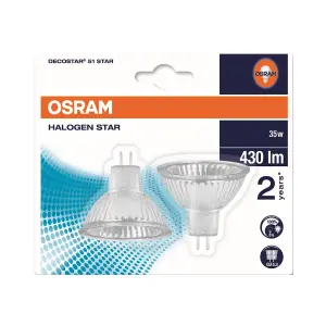 Osram 12v 35w GU5.3 MR16 36 Degress 3000k Halogen Lamp - Twin Pack - Warm White