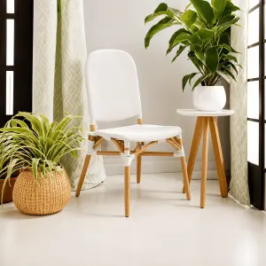 Interiors by Premier White Natural Rattan Dining Chair, Cane Dining Chair, Outdoor Rattan Chair, Sturdy Wood Dining Chair