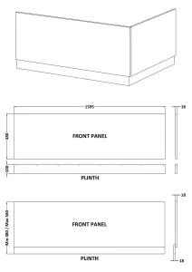 1600mm MDF Bath Front Panel & Plinth - Gloss White