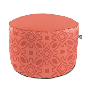 rucomfy Printed Outdoor Geo Pouffe Beanbag - Coral