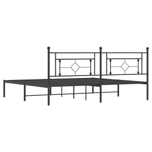 Berkfield Metal Bed Frame without Mattress with Headboard Black 193x203cm