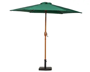 2.5m Green Crank and Tilt Parasol Woodlook Aluminium Pole