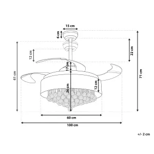 Retractable Blades Ceiling Fan with Light White PEEL