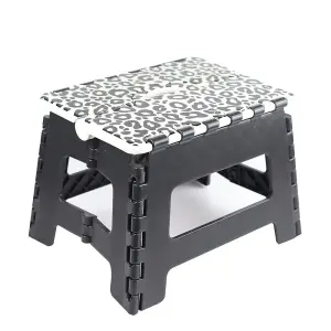 Dekton Folding Step Stool 150kg Max Anti Slip Home Workplace Aid Ladder Portable - 32cm Black and White