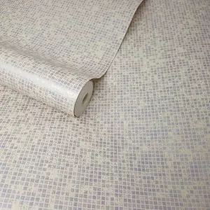 Fine Décor KJ Sparkle Textured Mosaic Mauve Natural Cream Wallpaper