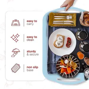 Essen 2.Pack Serving Tray Set .Non-Slip Lap Boards with Grip Handles, Ideal for Food Prep, Tea, Breakfast in Bed . Plastic Tray f